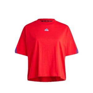 Adidas Women's Red Future Icons 3-Stripes Short Sleeve Tee Plus Size 3X Loose